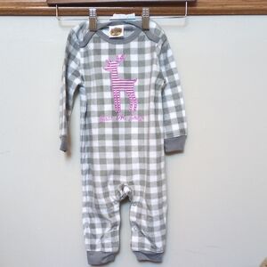 12-18 Months Bass Pro Shops Outdoor Kids Gray White Plaid Snap Sleeper Pink Deer